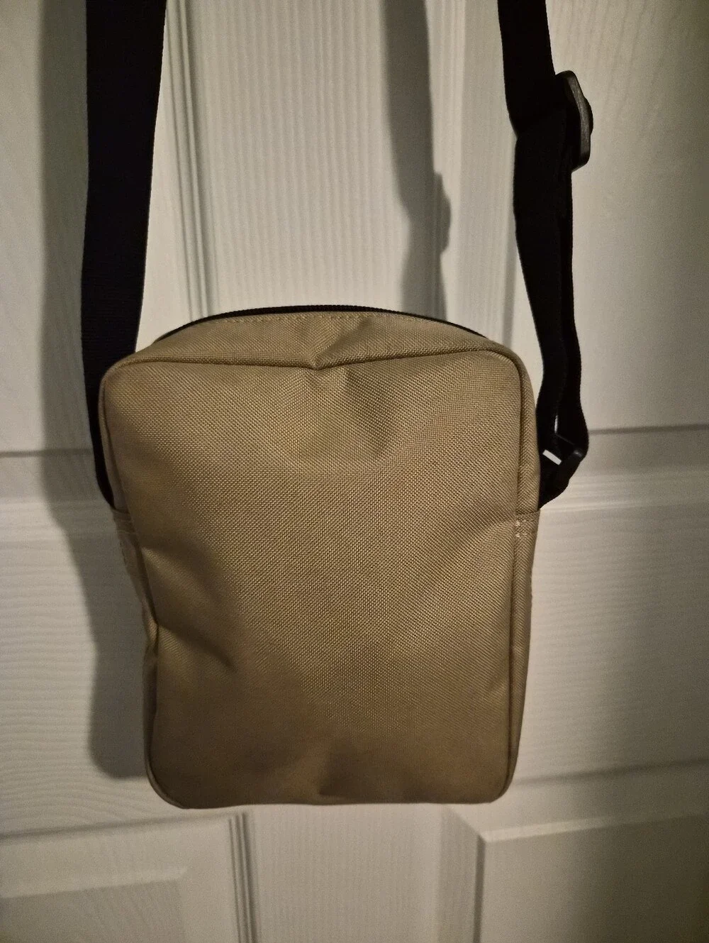 Lacoste Unisex Tan Messenger Crossbody with Adjustable Black Strap